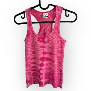 TNA ARITZIA RARE Ribbed Pink marble tie dye racer back crop ribbed tank top XXS